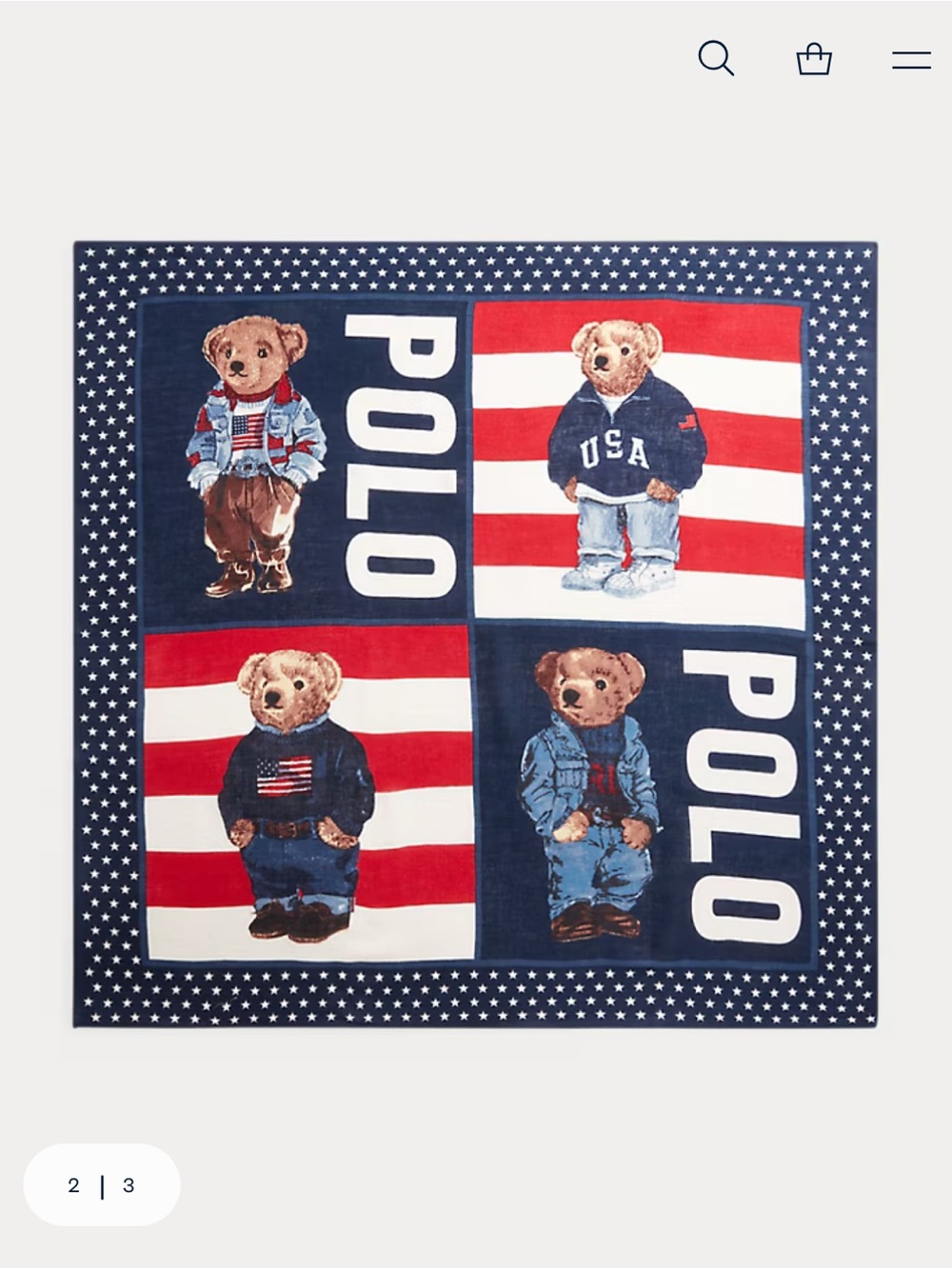 Ralph Lauren Polo Bear Flag Scarf NWT